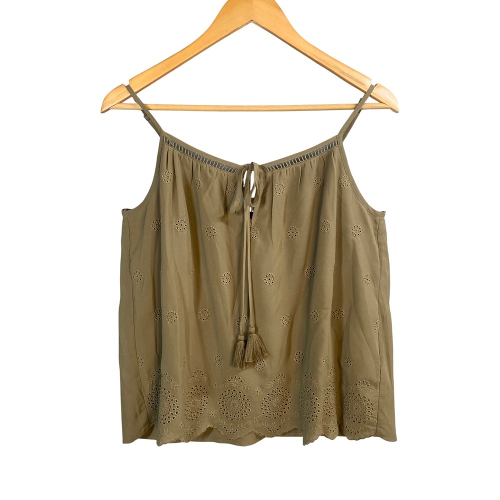 Melrose and Market Camisole Small Olive Green Eyelet Boho Tank Top Boho Cottage